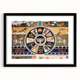 Extra large abstract art print of Jerusalem scenery in vibrant, textured colors on a black framed canvas.