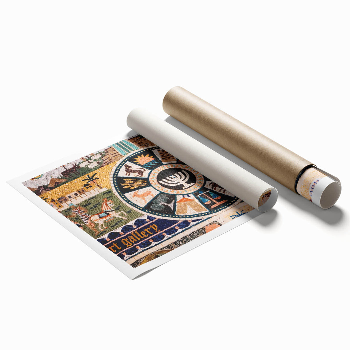 Extra large rolled print of Jerusalem scenery with muted earth tones, ideal for classy bathroom wall art.