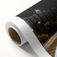 Art Deco poster of Tel Aviv skyline in pastel shades on rolled canvas, suitable for nursery wall art or dining room.