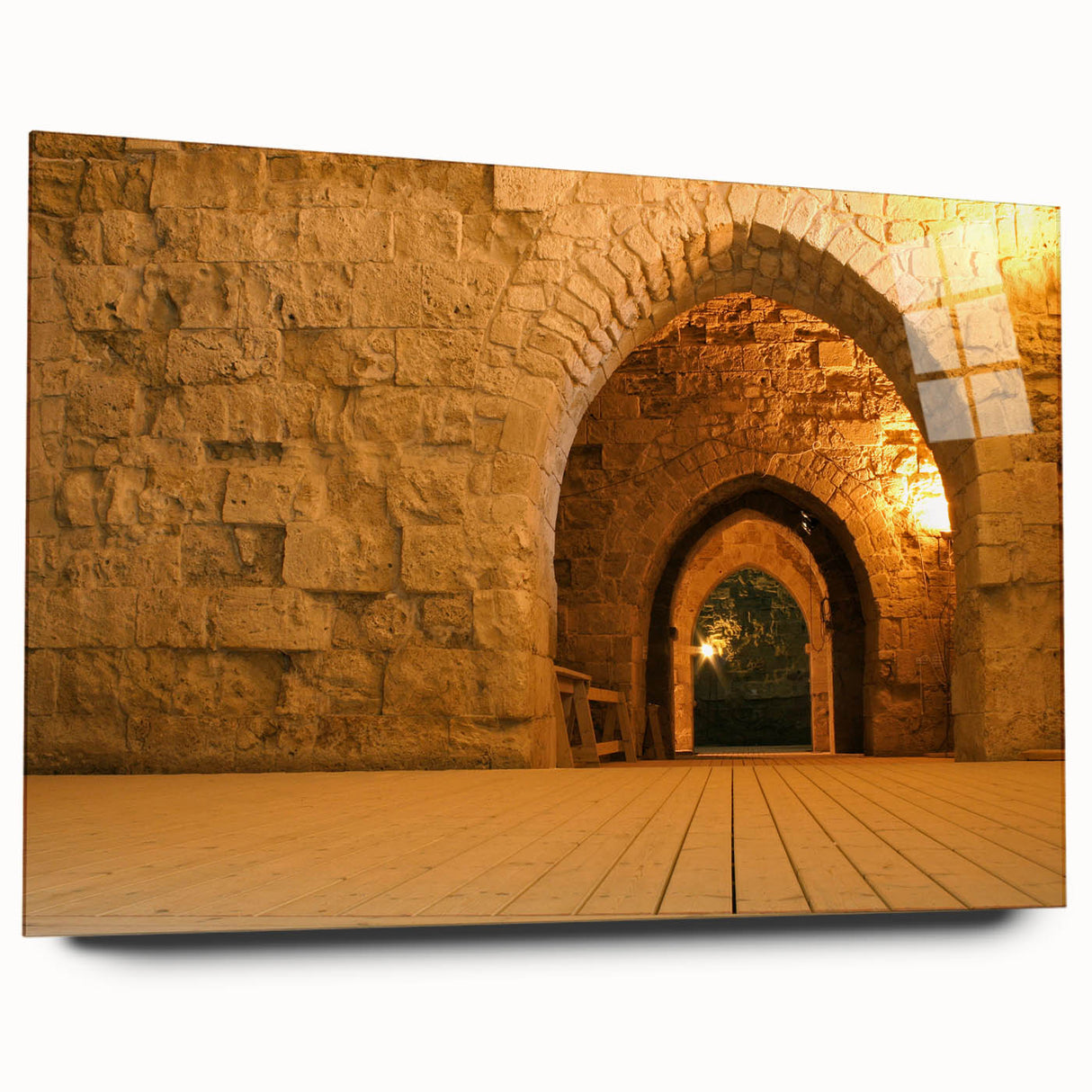 Acrylic print of a Middle Eastern landscape in muted earth tones, ideal for bedroom or dining room art.