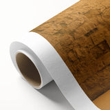 Art deco poster of a Middle Eastern landscape in muted earth tones, rolled canvas, suitable for nursery wall art.