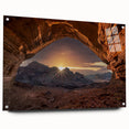 Acrylic print of a Middle Eastern landscape, featuring earthy tones and minimalist style, suitable for dining room decor.