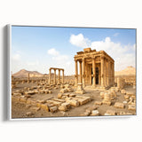 Vintage poster art of a Syrian landscape on framed canvas, featuring colorful art in extra large format.
