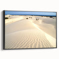 Black and white framed canvas of a vintage Middle Eastern landscape, ideal for bedroom wall decor.