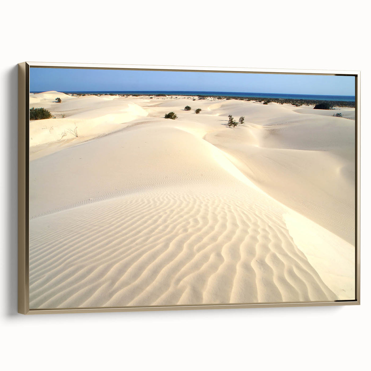 Framed canvas depicting a vintage-style Yemen landscape in muted gold and black tones, suitable for bedroom wall art.