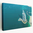 Dubai skyline featuring Burj Al Arab in muted gray tones on a large stretched canvas, suitable for kitchen wall art.