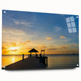 Abstract oceanic scene in blue and green tones on acrylic glass, suitable for bedroom or dining room decor.