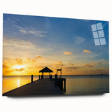 Large abstract oceanic scene in blue and green tones on an acrylic glass, ideal for bedroom or dining room art.