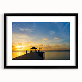 Extra large abstract art print featuring vibrant, colorful textured scenery of Oceania in a black framed mat.
