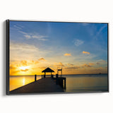 Black and white landscape art painting of Micronesia on framed canvas, ideal for bedroom wall decor.