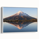 Vintage poster art of Taranaki, New Zealand, featuring colorful imagery on a large framed canvas.