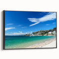 Black and white landscape art painting of Wellington, New Zealand on framed canvas, ideal for bedroom wall decor.