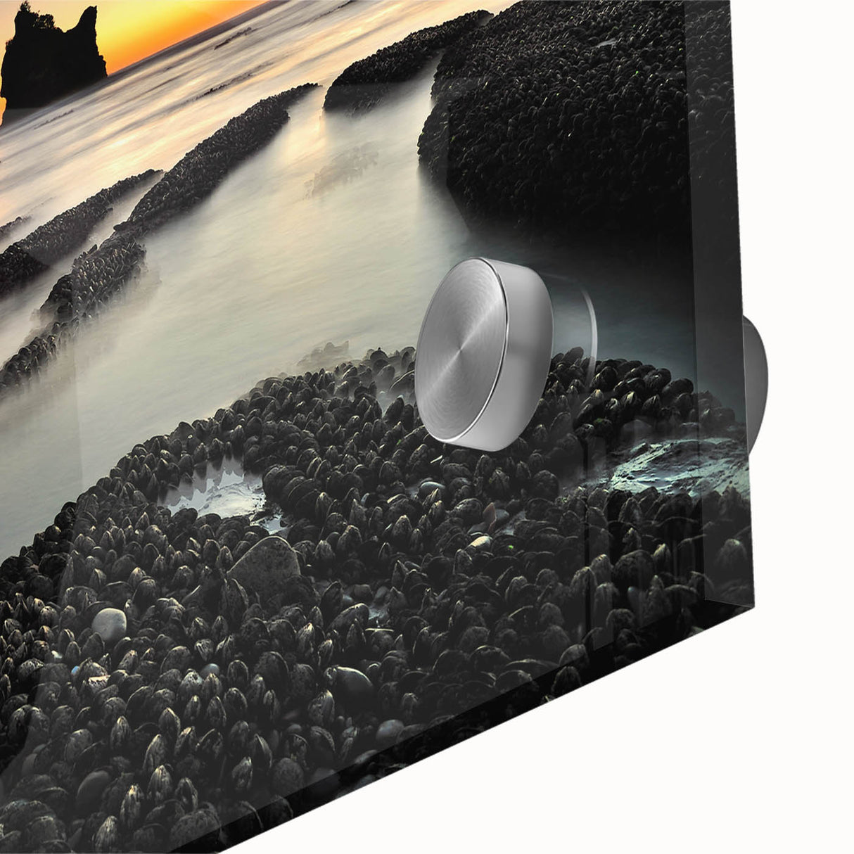 Large abstract wall art depicting New Zealand's West Coast in muted earth tones on acrylic glass.