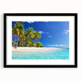 Extra large abstract art print featuring vibrant oceanic hues on a textured canvas, framed in black.
