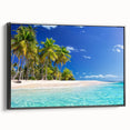 Black and white framed canvas featuring a vintage landscape painting, ideal for bedroom wall art.