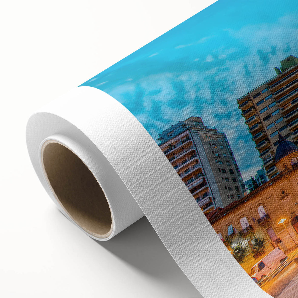 Art deco poster of Argentine landscape in muted earth tones on rolled canvas, ideal for nursery wall art.