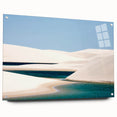 Acrylic print of a large abstract depiction of a Brazilian landscape in vibrant green and blue tones.
