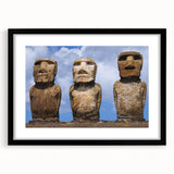 Abstract art print of a colorful Chilean landscape, in a black frame with a mat, ideal for living room decor.