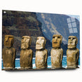 Acrylic print of Easter Island scenery with muted earth tones, ideal for bedroom or dining room decor.