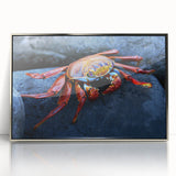 Mid-century modernist art depicting the Galapagos scenery in muted earth tones on a framed acrylic print.