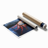 Extra large rolled print of the Galapagos scenery with vibrant green and blue tones, ideal for classy bathroom wall art.