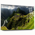 Acrylic print of Machu Picchu in muted earth tones, ideal for dining room or bedroom decor.