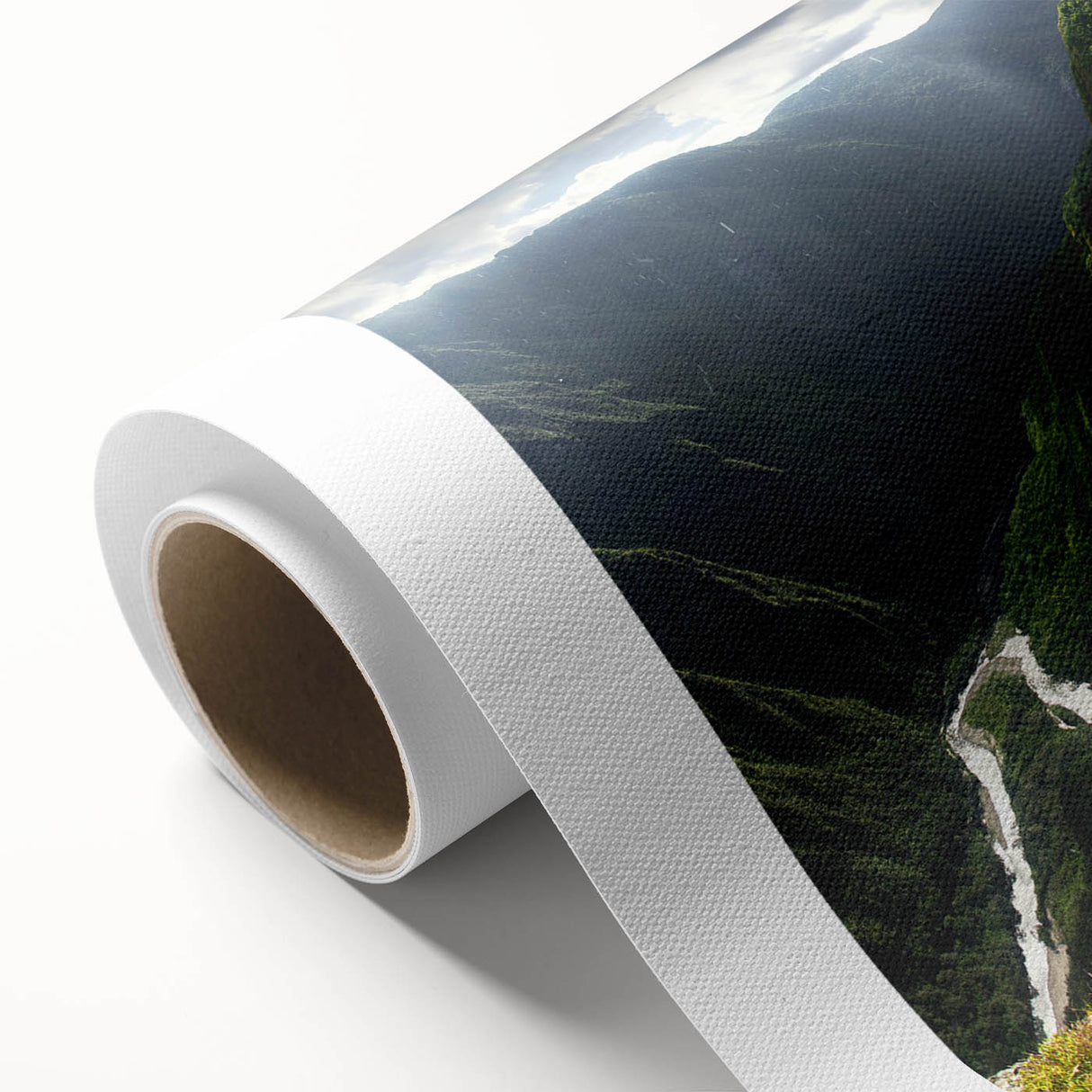 Art deco poster of Machu Picchu in muted earth tones on rolled canvas, ideal for nursery wall art or dining room ambiance.