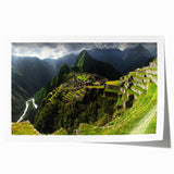 Rolled print of Machu Picchu in muted earth tones, ideal for art wall dining room.