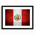 Extra large framed abstract art print featuring a colorful, textured depiction of a Peruvian landscape.