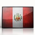 Large abstract wall art depicting a stylized South American scenery in muted earth tones, framed in black acrylic.