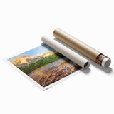 Extra large rolled canvas print featuring a lush Venezuelan landscape in vibrant green and blue tones.