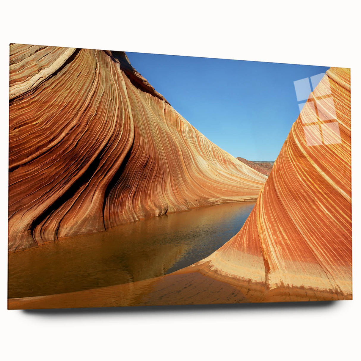 Large abstract depiction of Arizona's Coyote Buttes in vibrant earth tones on acrylic glass.