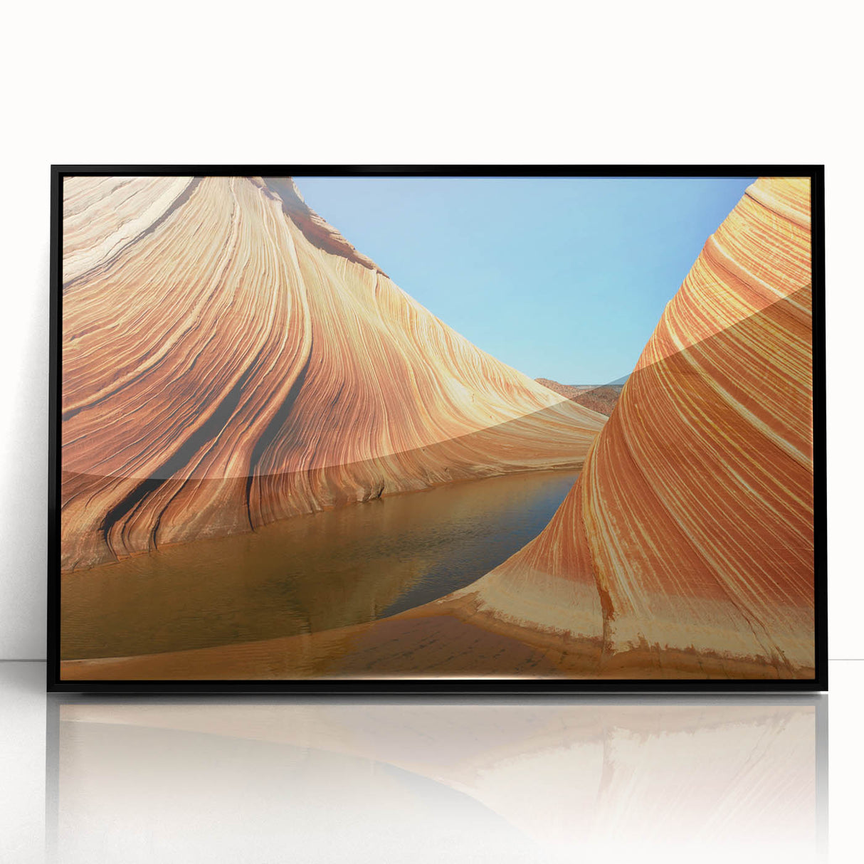 Framed acrylic print of Arizona's Coyote Buttes in earth tones, ideal for modern art wall decor.
