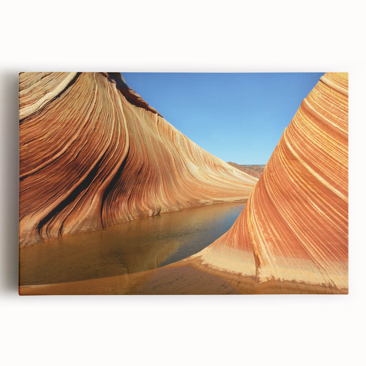 Black and white photograph of Arizona's Coyote Buttes on stretched canvas, suitable for kitchen wall art.