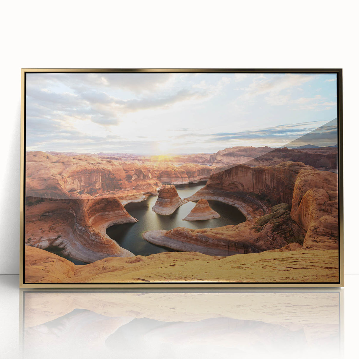Large art print of Glen Canyon, Arizona, in muted earth tones on framed acrylic, ideal for modern art wall decor.