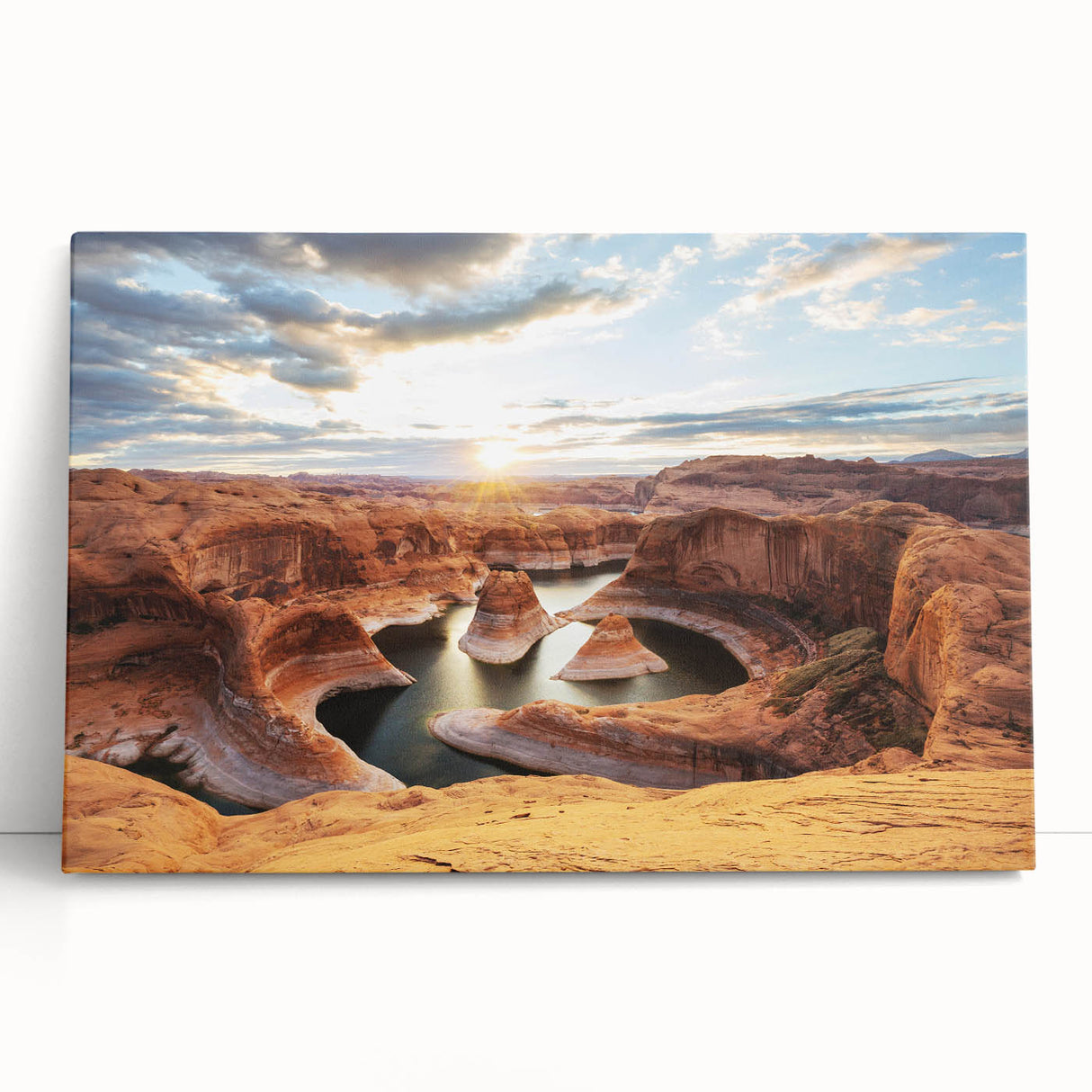 Black and white photograph of Glen Canyon on stretched canvas, ideal for kitchen wall art or bedroom ambiance.