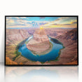 Large abstract wall art of the Grand Canyon in muted earth tones, framed in black acrylic.