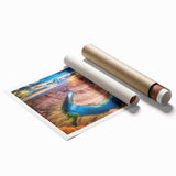 Extra large rolled print of the Grand Canyon in muted earth tones, suitable for classy bathroom wall art.