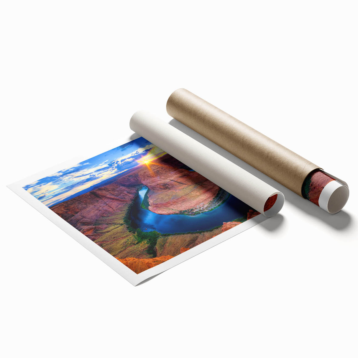 Extra large rolled print of Horseshoe Bend in Arizona, featuring earthy tones, ideal for classy bathroom wall art.