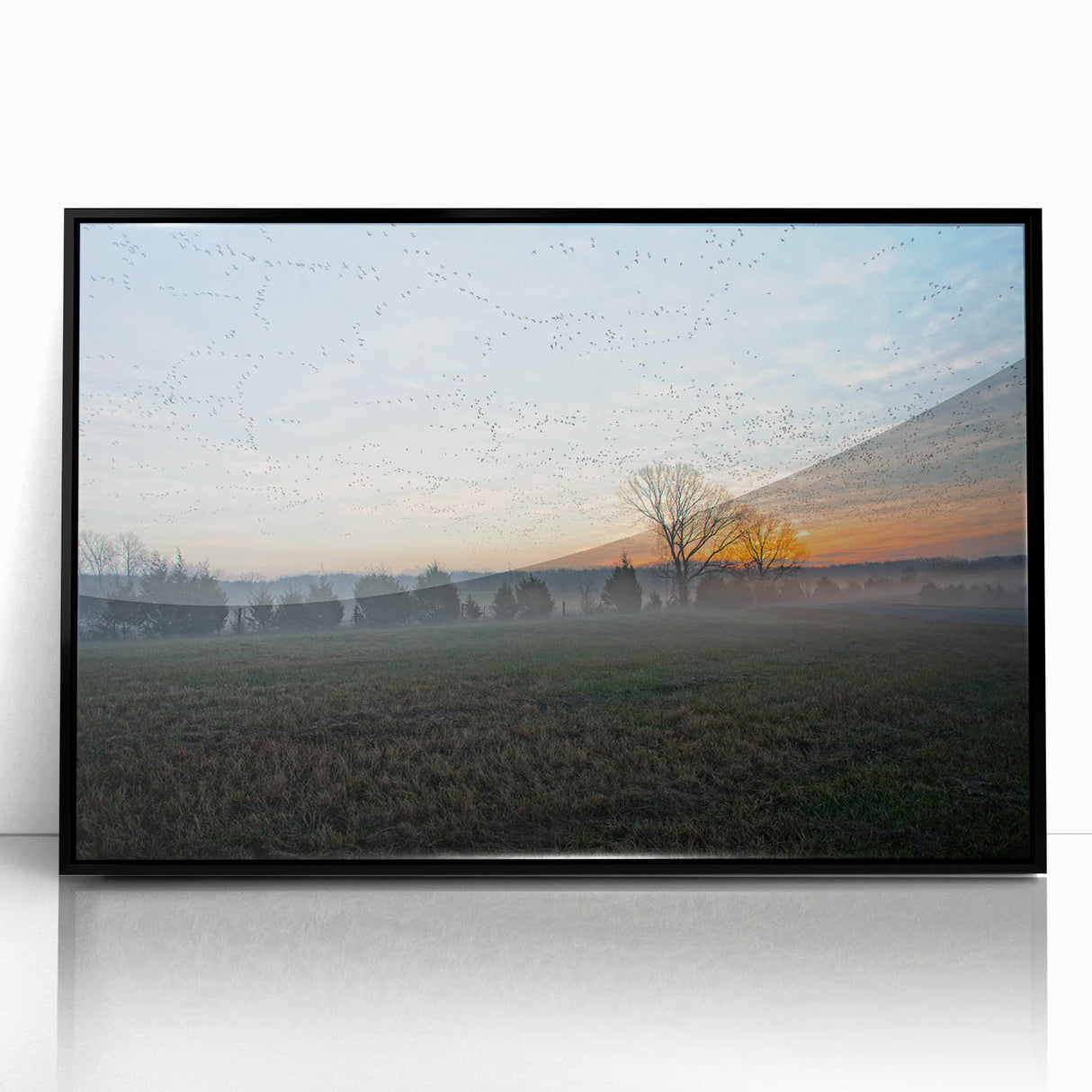 Large abstract wall art featuring vibrant colors and geometric shapes, framed in black acrylic.