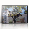 Large abstract wall art depicting Beverly Hills scenery in muted earth tones on a framed acrylic.