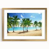 Extra large abstract art print of Catalina, California, in muted earth tones on a textured canvas, framed in gold.