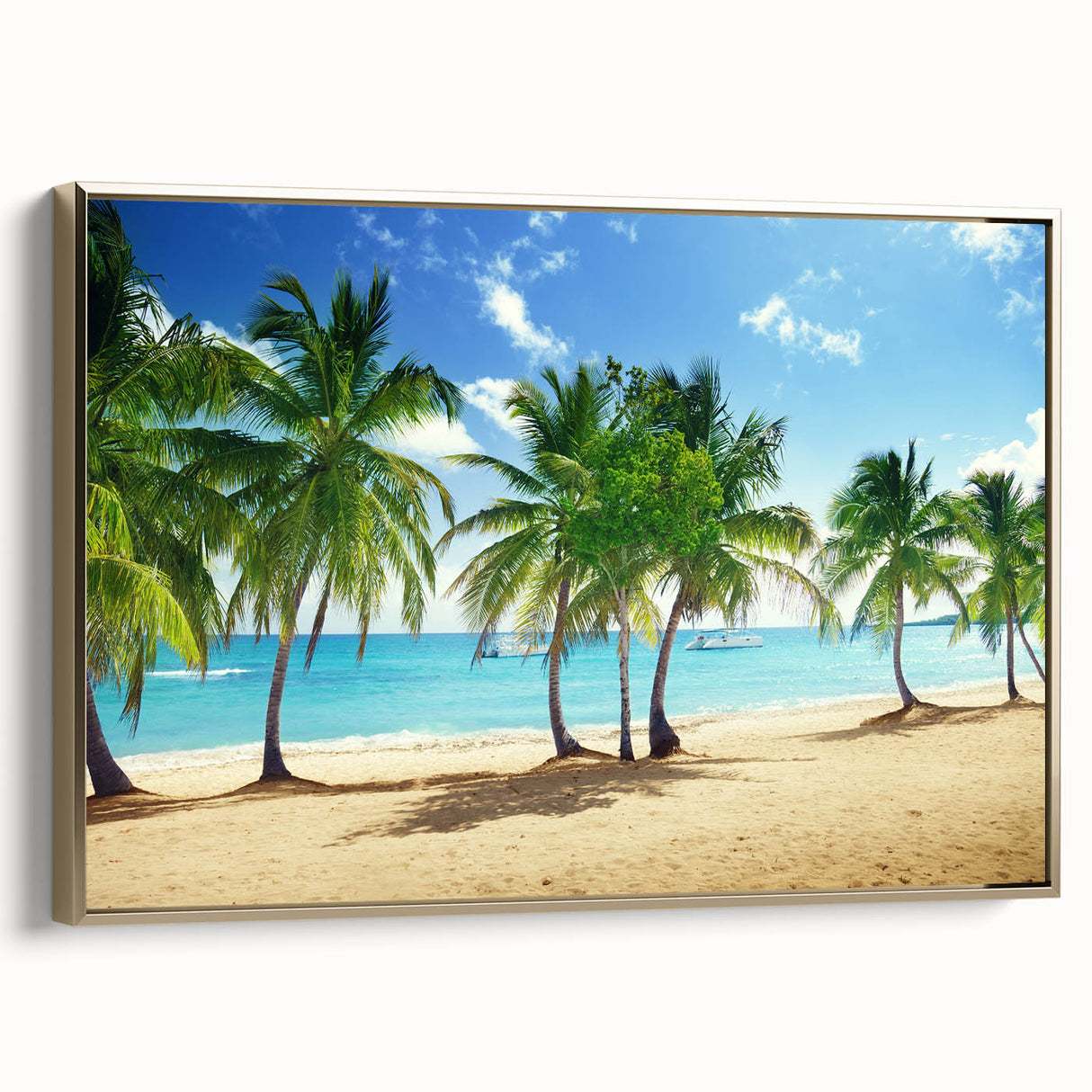 Framed canvas landscape art of Catalina, California in muted earth tones, perfect for bedroom decor.