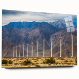 Palm Springs landscape in muted earth tones on large acrylic glass, suited for bedroom or dining room decor.