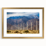 Extra large abstract art print of Palm Springs with textured design in gold frame, suitable for living room decor.