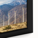 Framed canvas featuring a textured depiction of Palm Springs with prominent black outlines and colorful accents.