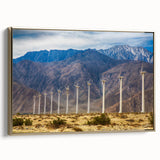 Framed canvas of a vintage-style Palm Springs landscape with golden hues, perfect for bedroom wall art.