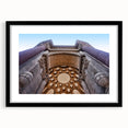 Extra large abstract art print of a colorful, textured depiction of San Francisco, framed in black.