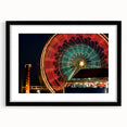 Abstract art print of colorful, textured scenery, in a black framed mat, ideal for extra large wall art in a living room.
