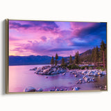 Framed canvas wall art depicting the Sierra Nevada landscape in muted earth tones, ideal for bedroom decor.